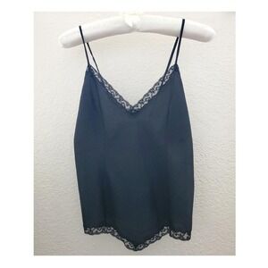 Vintage 1950s Black Lace Camisole Eve Stillman V neck Sheer‎ Lingerie Top Small